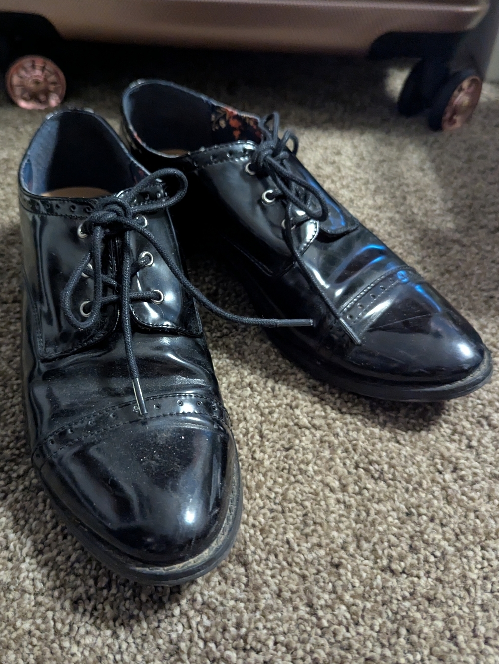 Patent Leather Oxford Flats Preppy Lace Up Faux Leather Classic Academia Loafer